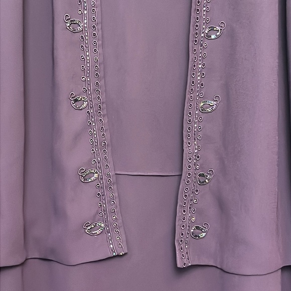 R&M Richards Beaded Slip Chiffon Jacket Dress - Picture 3 of 15